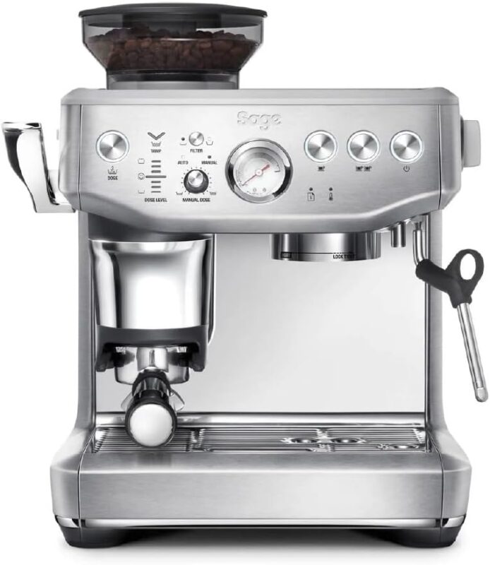 Sage - The Barista Express Impress - Kaffeemaschine mit manuellem Milchaufschumer & integriertem Mahlwerk - Intelligente Dosierung, 25 Mahlgradeinstellungen - Gebrsteter Edelstahl