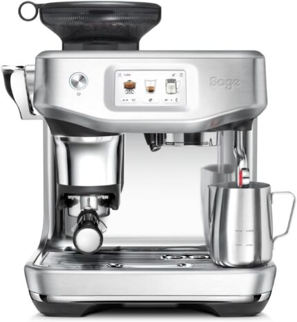 Sage - The Barista Touch Impress - Kaffeemaschine mit automatischer Milchaufschäumung, integriertem Mahlwerk & Cold Brew-Funktion - Intelligente Dosierung, assistiertes Tampern - Gebürsteter Edelstahl