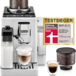 De'Longhi Rivelia EXAM440.55.W Kaffeevollautomat, perfekter Milchschaum, wechselbarer Bohnenbehälter, 16 Kaffee- & Milchgetränke auf Knopfdruck, Extra-Shot-Funktion, 3,5" Touch-Display, Weiß