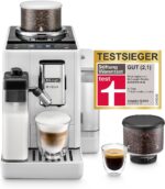 De'Longhi Rivelia EXAM440.55.W Kaffeevollautomat, perfekter Milchschaum, wechselbarer Bohnenbehälter, 16 Kaffee- & Milchgetränke auf Knopfdruck, Extra-Shot-Funktion, 3,5" Touch-Display, Weiß