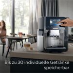 Siemens Kaffeevollautomat EQ700 integral, großes farbiges TFT-Display, 36 Heiß- und Kaltgetränke, Cold Brew, 2-Tassen-Funktion, Steuerung per App, autom. Reinigungssystem, Edelstahl schwarz, TQ717D03
