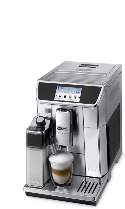 De'Longhi PrimaDonna Elite ECAM 656.75.MS Kaffeevollautomat mit 4,3 Zoll Farbdisplay automatischer Milchschaum 2 Tassen Funktion 1350W großer 2 L Wassertank Coffee Link App silber