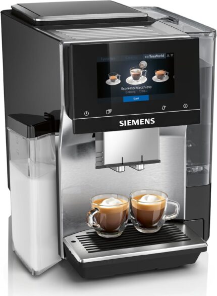 Siemens Kaffeevollautomat EQ700 integral, großes farbiges TFT-Display, 36 Heiß- und Kaltgetränke, Cold Brew, 2-Tassen-Funktion, Steuerung per App, autom. Reinigungssystem, Edelstahl schwarz, TQ717D03