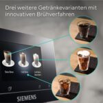 Siemens Kaffeevollautomat EQ700 integral, großes farbiges TFT-Display, 36 Heiß- und Kaltgetränke, Cold Brew, 2-Tassen-Funktion, Steuerung per App, autom. Reinigungssystem, Edelstahl schwarz, TQ717D03