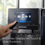 Siemens Kaffeevollautomat EQ700 integral, großes farbiges TFT-Display, 36 Heiß- und Kaltgetränke, Cold Brew, 2-Tassen-Funktion, Steuerung per App, autom. Reinigungssystem, Edelstahl schwarz, TQ717D03