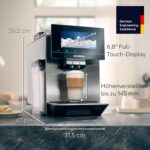 Siemens Kaffeevollautomat EQ900, großes farbiges TFT-Display, 36 Heiß- und Kaltgetränke, Cold Brew, super leise, Keramikmahlwerk, Doppeltassenfunktion, Steuerung per App, Edelstahl, TQ905D03