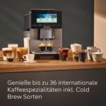 Siemens Kaffeevollautomat EQ900, großes farbiges TFT-Display, 36 Heiß- und Kaltgetränke, Cold Brew, super leise, Keramikmahlwerk, Doppeltassenfunktion, Steuerung per App, Edelstahl, TQ905D03