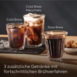 Siemens Kaffeevollautomat EQ700 integral, großes farbiges TFT-Display, 36 Heiß- und Kaltgetränke, Cold Brew, 2-Tassen-Funktion, Steuerung per App, autom. Reinigungssystem, Edelstahl schwarz, TQ717D03