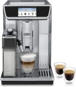 De'Longhi PrimaDonna Elite Experience ECAM 656.85.MS Kaffeevollautomat mit LatteCrema Milchsystem, Cappuccino, 4,3 Zoll Farbdisplay, App-Steuerung, Trinkschokoladenfunktion, Edelstahlfront, silber