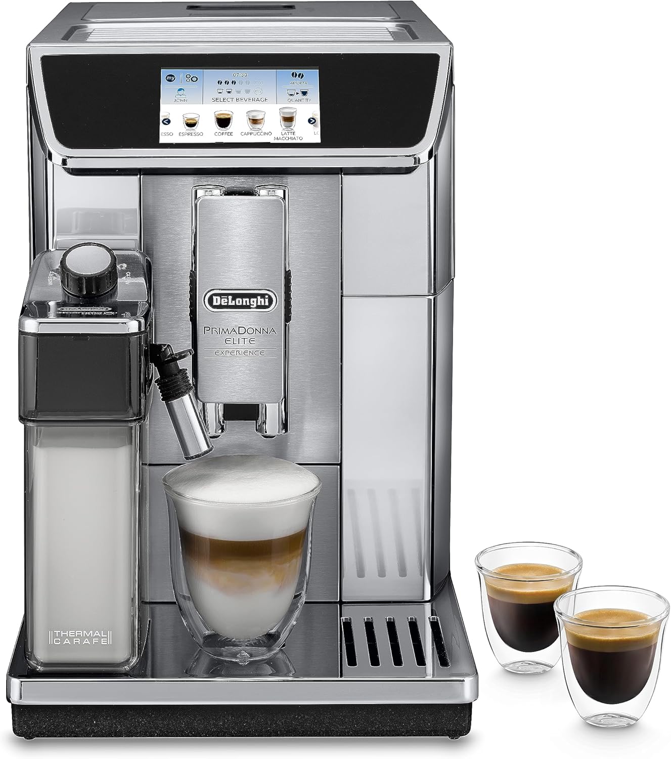 81LbZ8j4F4L._AC_SL1500 De'Longhi PrimaDonna Elite Experience ECAM 656.85.MS Kaffeevollautomat mit LatteCrema Milchsystem, Cappuccino, 4,3 Zoll Farbdisplay, App-Steuerung, Trinkschokoladenfunktion, Edelstahlfront, silber